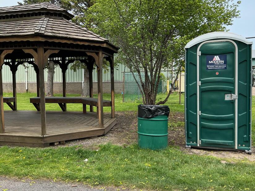 gazebo and portable toilet