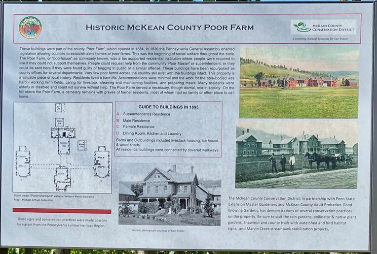 Historic McKean County Poor Farm sign